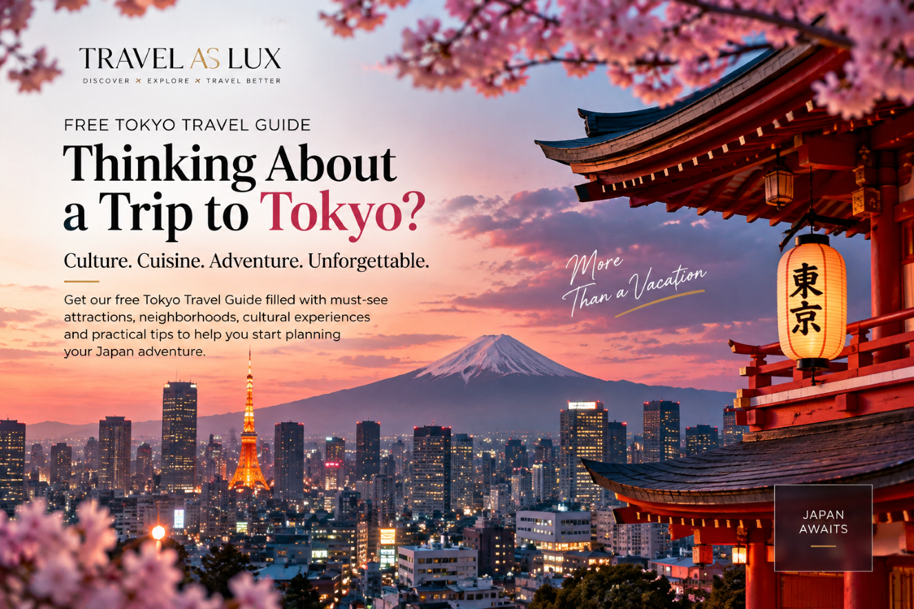 Travel as Lux custom luxury vacation planning Tokyo Image of mountains and Japanese culture